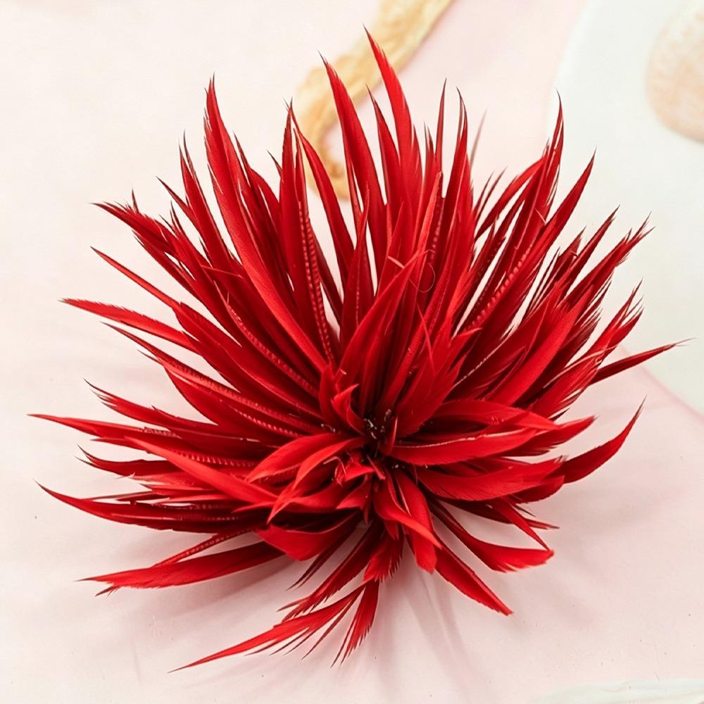 Feather Flower Brooch Pin Handmade Floral Lapel Pin Fashion Feather Flower Brooch Daily Wear