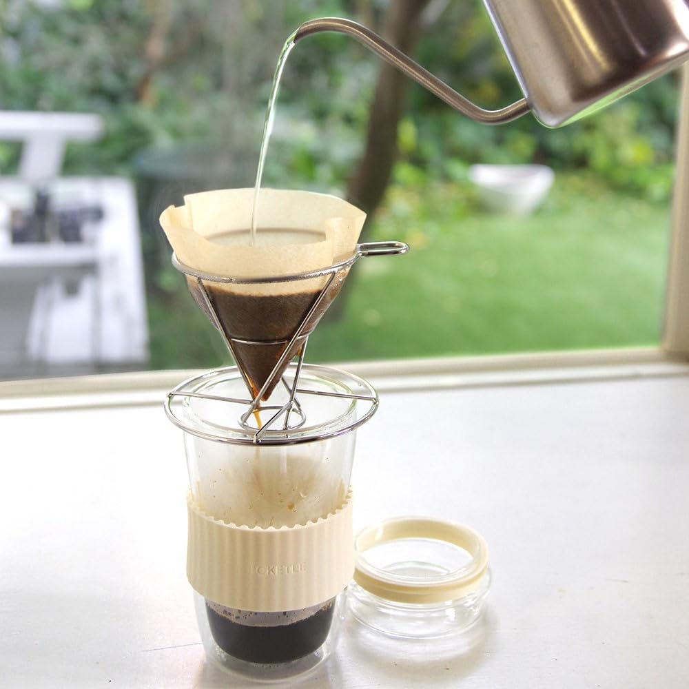 POKETLE Stainless Steel Wire Coffee Dripper, Compatible with Water Bottles (1-2 Cups)