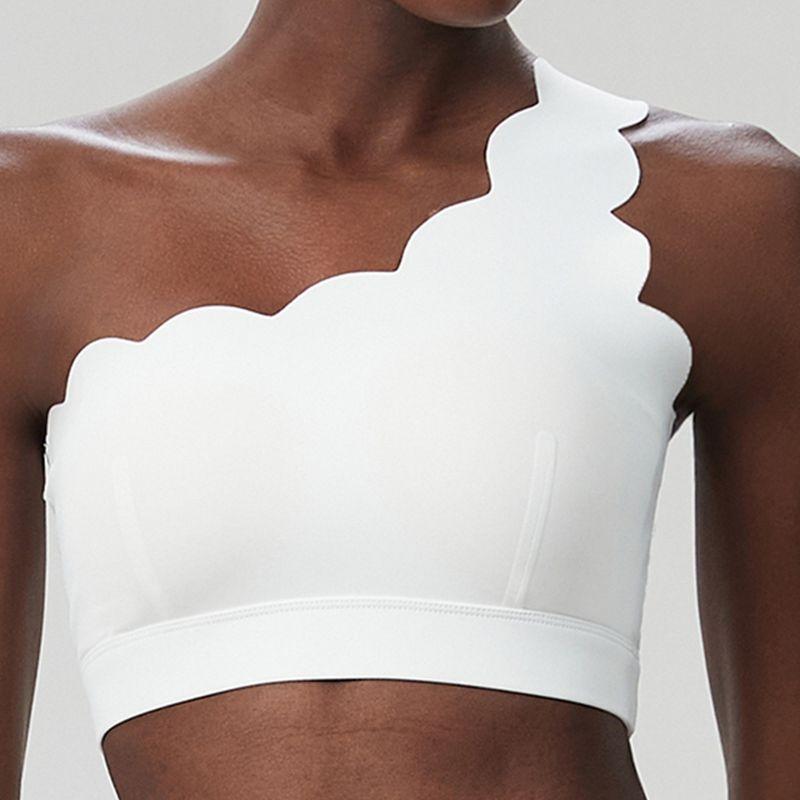 

European and American Wave Shoulder Sports Underwear Women Shockproof Running Fitness Bra Lace Sloping Shoulder Beauty Back Yoga Vest M Xianbai