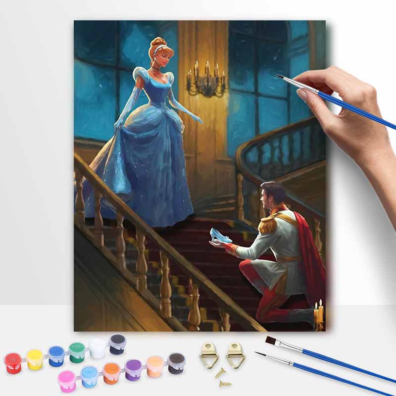 Disney Cinderella Prince Glass Slipper Oil Paint By Numbers Hand Painting Kit. Home Decor Gift 20x30cm