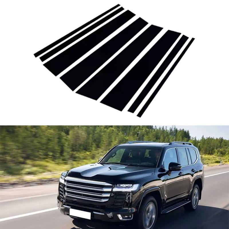 8pcs/set Glossy Black Car Door Window Center Middle Column BC Pillar Post Cover Trim Fit For Toyota Land Cruiser J300 2022-2024