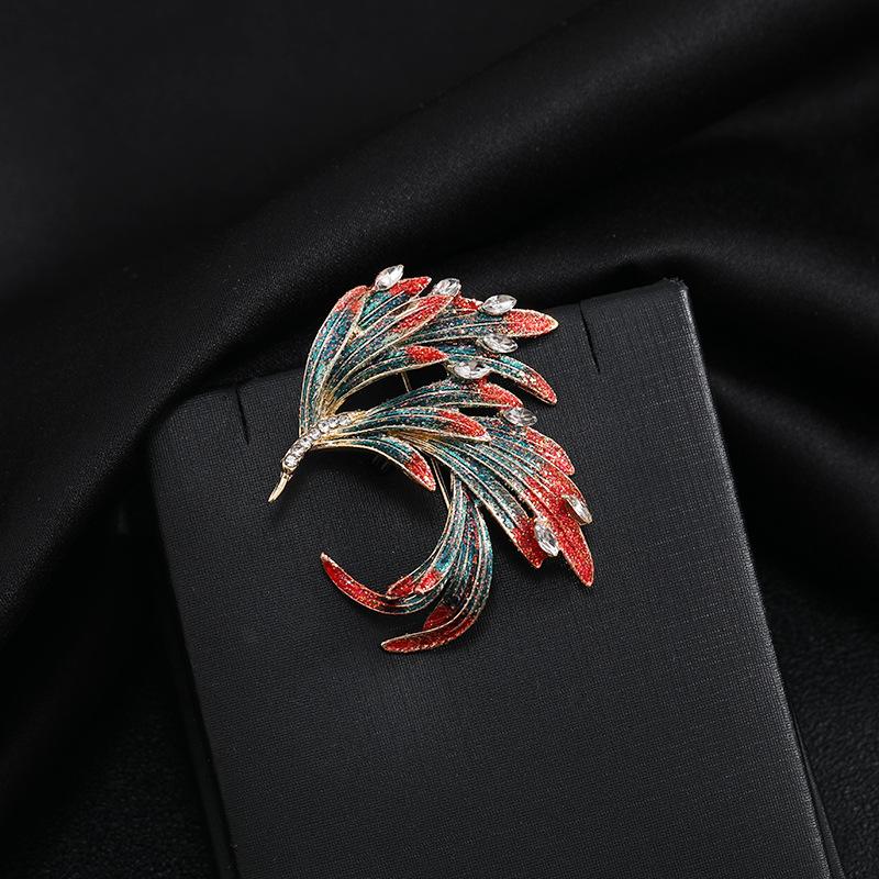 

Брошь в китайском стиле ретро эмаль градиент бриллиант перо феникса булавка пряжка элегантный большой воротник костюм мужские и женские аксессуары