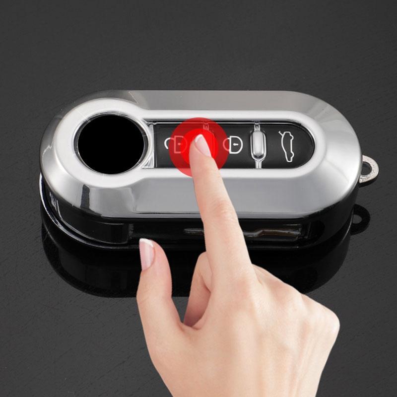 3 Knappar TPU Car Flip Key Case Cover för Fiat Ducato 500 500L Panda Grande Punto Lancia Musa Auto Shell Fob Tillbehör