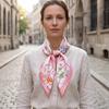 Silky Scarf Smooth Silk-Like Texture Neck Gaiter Floral Geometric Print Neckerchief Versatile Professional Accessory
