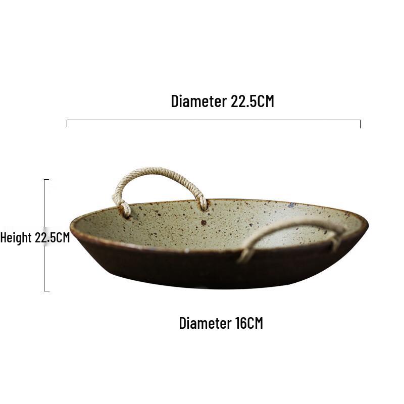 Ruhan Retro Jingdezhen Ceramic Divided Serving Plate with Handles