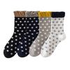 Women's Spring and Autumn Puffed Lace Mid-calf Socks Polka Dot Boneless Pile Socks Cotton Autumn and Winter Socks