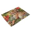45X30cm Cute Cat Flower Pattern Placemat Dining Table Mats Cotton Linen Drink Coaster Western Pad Cup Mat For Home Decor Gifts
