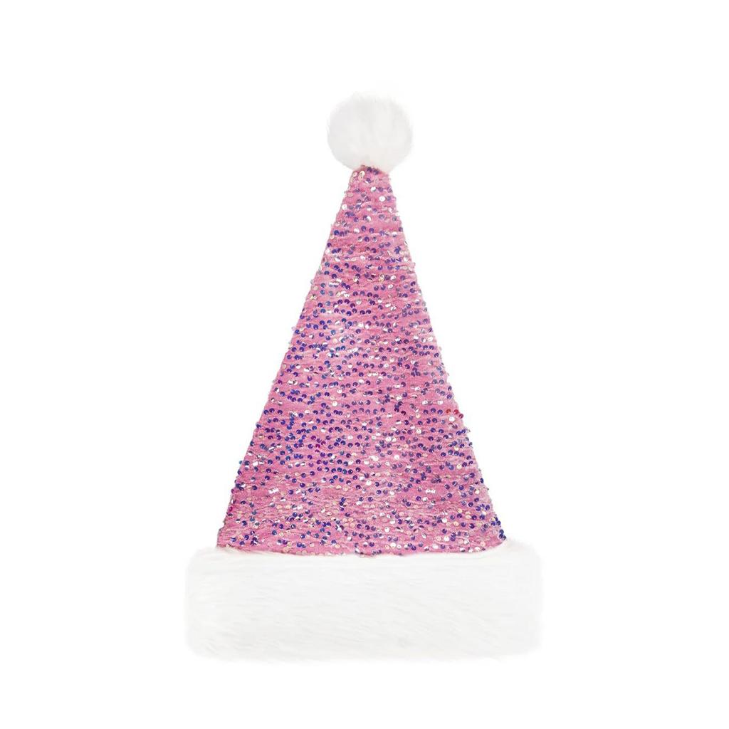 Plush Christmas Santa Hat with Sequins White Brim for Holiday Parties Giving Love New Year Party Cosplay Accessories