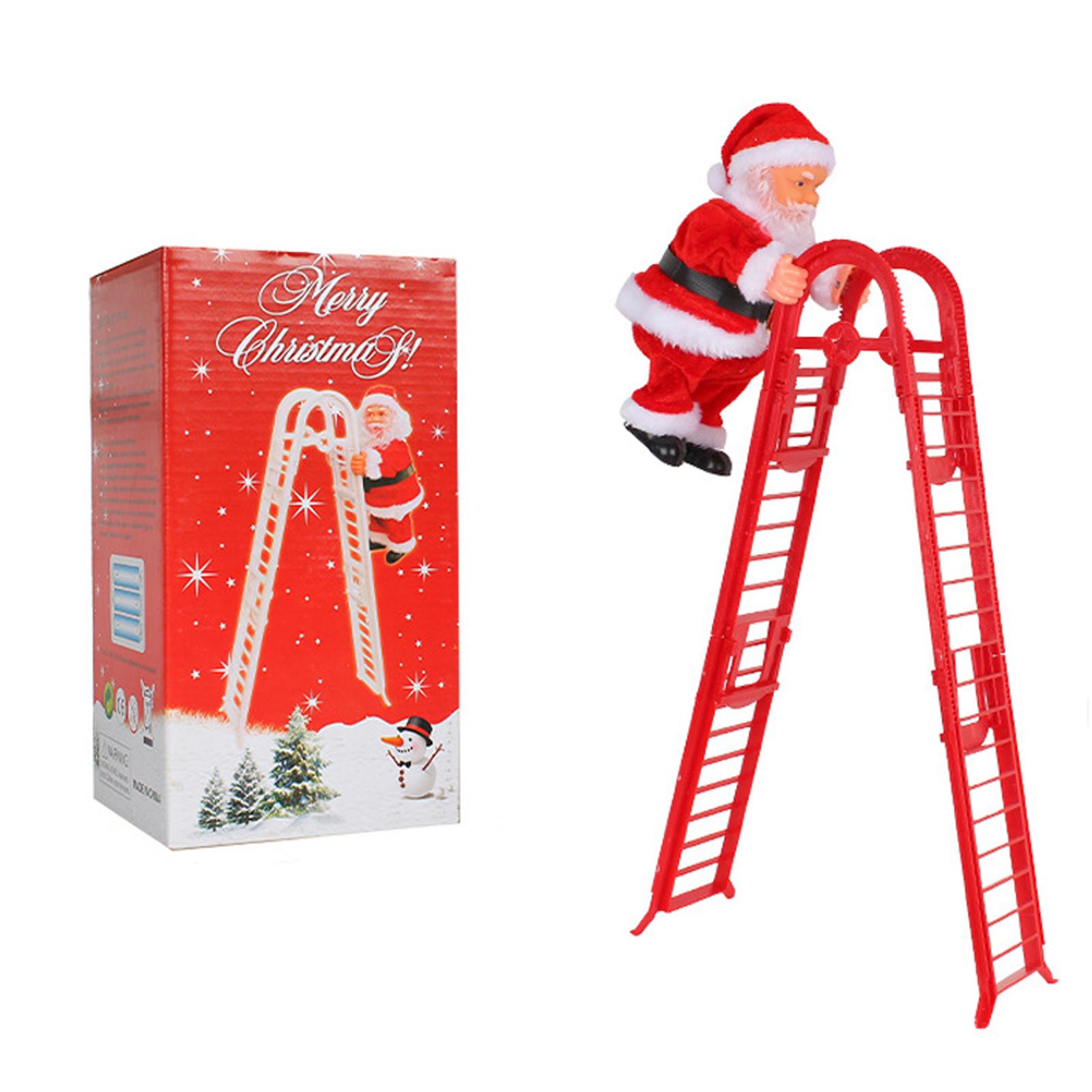 Electric Climbing Ladder Santa Claus with Music Xmas Tree Decorations Hanging Christmas Ornaments Tree Decor