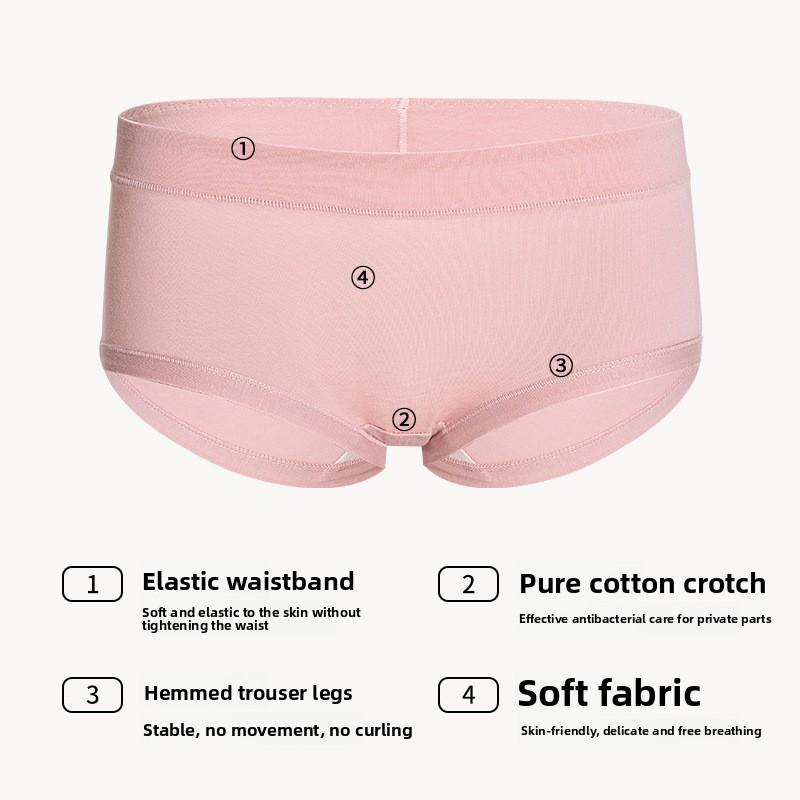 Fashionable women's mid-rise breathable butt-lifting plain cotton large size triangle panties