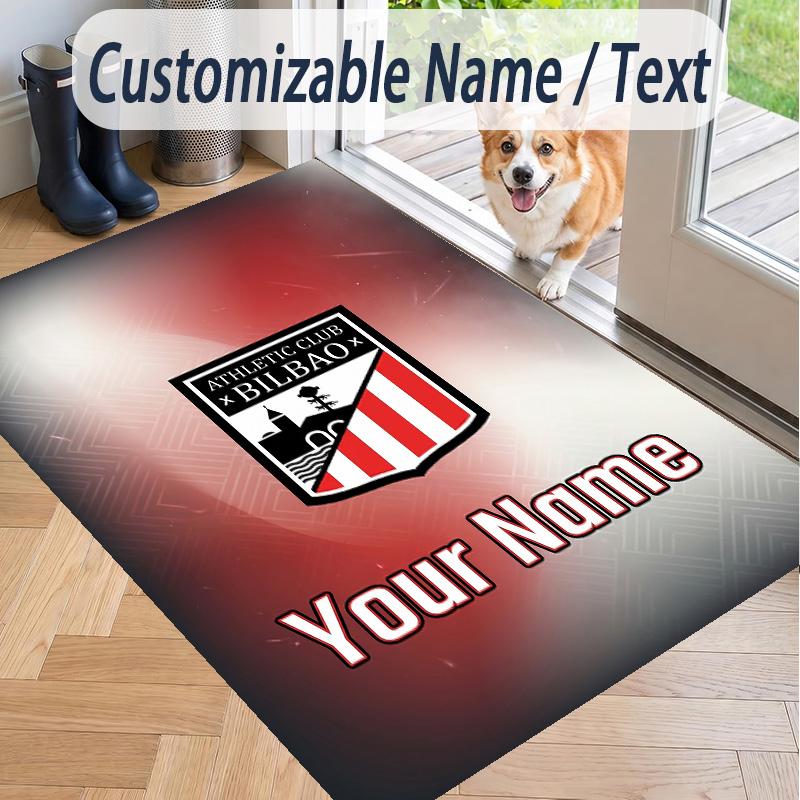Custom Text Printed Rug Athletic Bilbao FC Non Slip Floor Carpet For Home Room Decor