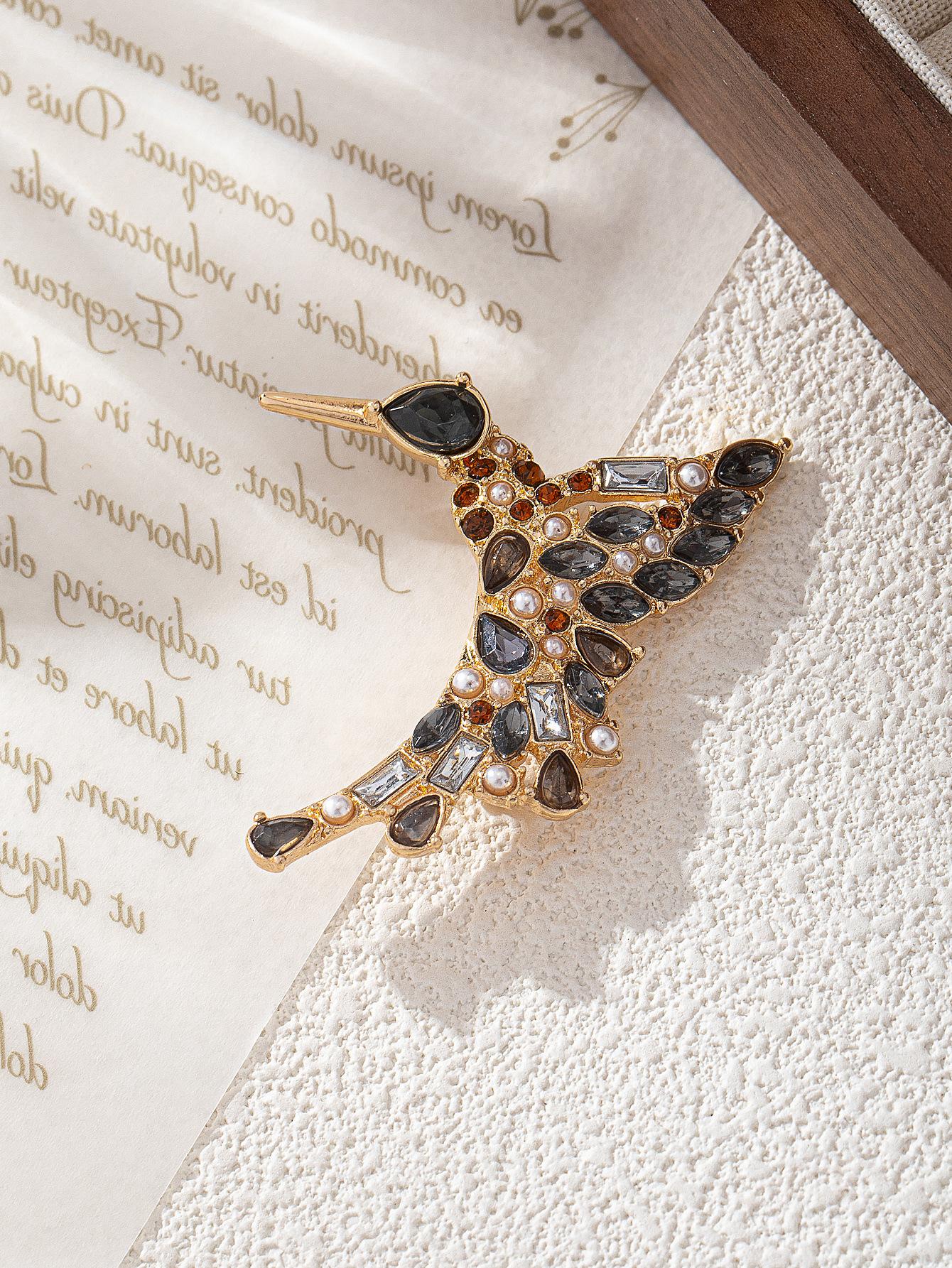 Новая ручная работа инкрустированная брошь в форме птицы темпераментная модная булавка на воротник