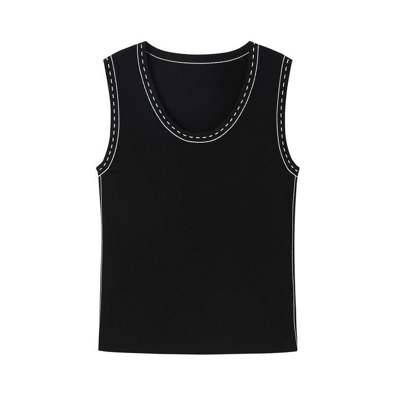 JUZUI Women's Colorblock Knit Round Neck Vest