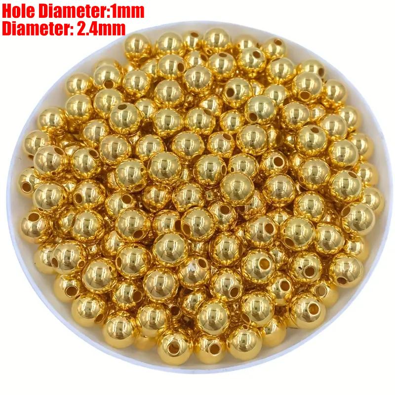 

10/1000pcs Jewelry Findings Diy Metal Beads Gold Silver ColorTone Smooth Ball Spacer Beads For Bracelet Jewelry Making Craft 10pcs
