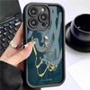 Blue Background Gold Label iPhone 14/15/16/17 Pro Max Protective Case with Stepped Black New Groove Design
