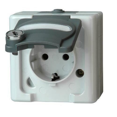 Kopp Socket, 1 double, AP / FR, verrouillable, ELECTRIC BLUE - 103456009