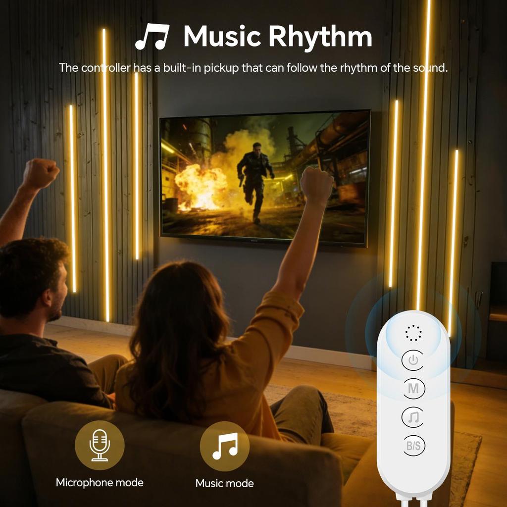 Bluetooth APP a RF Dálkově Stmívatelné COB LED Neonové Páskové Světlo Pro Akustický Dřevěný Laťkový Panel TV Pozadí Nástěnný Panel a Dekorace Skříně