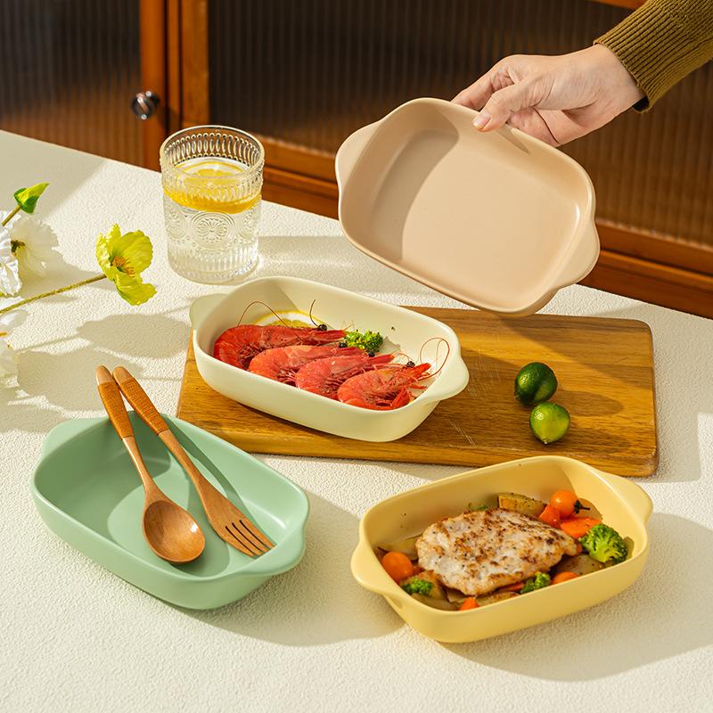 Stile Nordico Ceramica Binaurale Teglia da Forno Ristorante Domestico Forno a Microonde Riso al Formaggio al Forno Teglia da Forno in Ceramica Ciotola da Forno Ciotola per Insalata