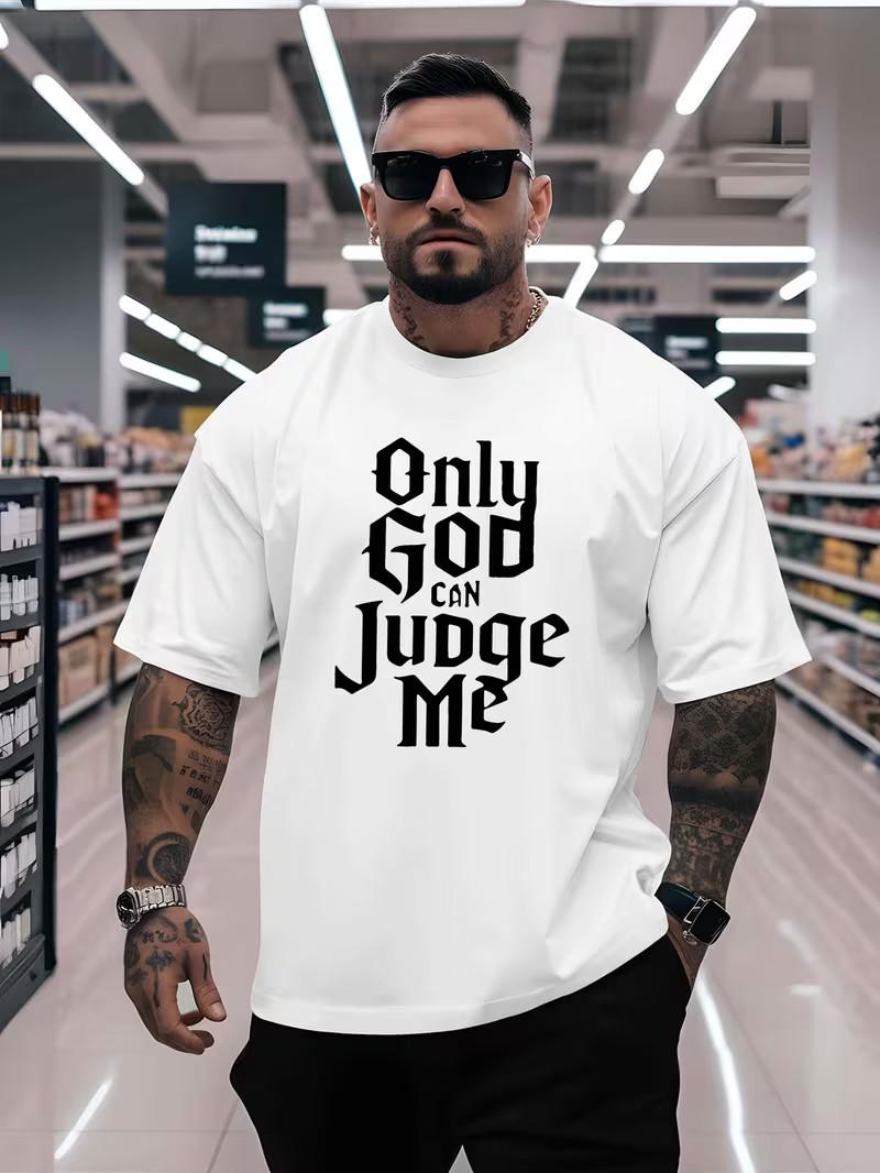 

Men s Only God Can Judge Me Graphic T Shirt Loose Fit Casual Summer Tee Top S разноцветный