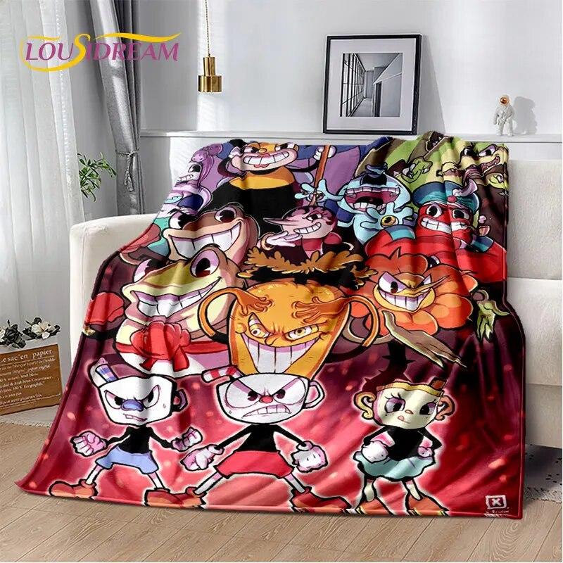 Cuphead and Mugman,Game Gamer Soft Plush Blanket,Flannel Blanket Throw Blanket for Living Room Bedroom Bed Sofa Picnic Cover Kid