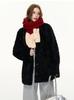 [Oat Black Qiao] Stand-up collar loose circle wool environmentally friendly wool thickened coat jacket