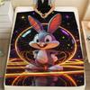1PC Bugs Bunny Print Flannel Blanket, High quality Comfortable for All Seasons, Home Decor, Warmth and Comfort, Perfect for Christmas Gifts