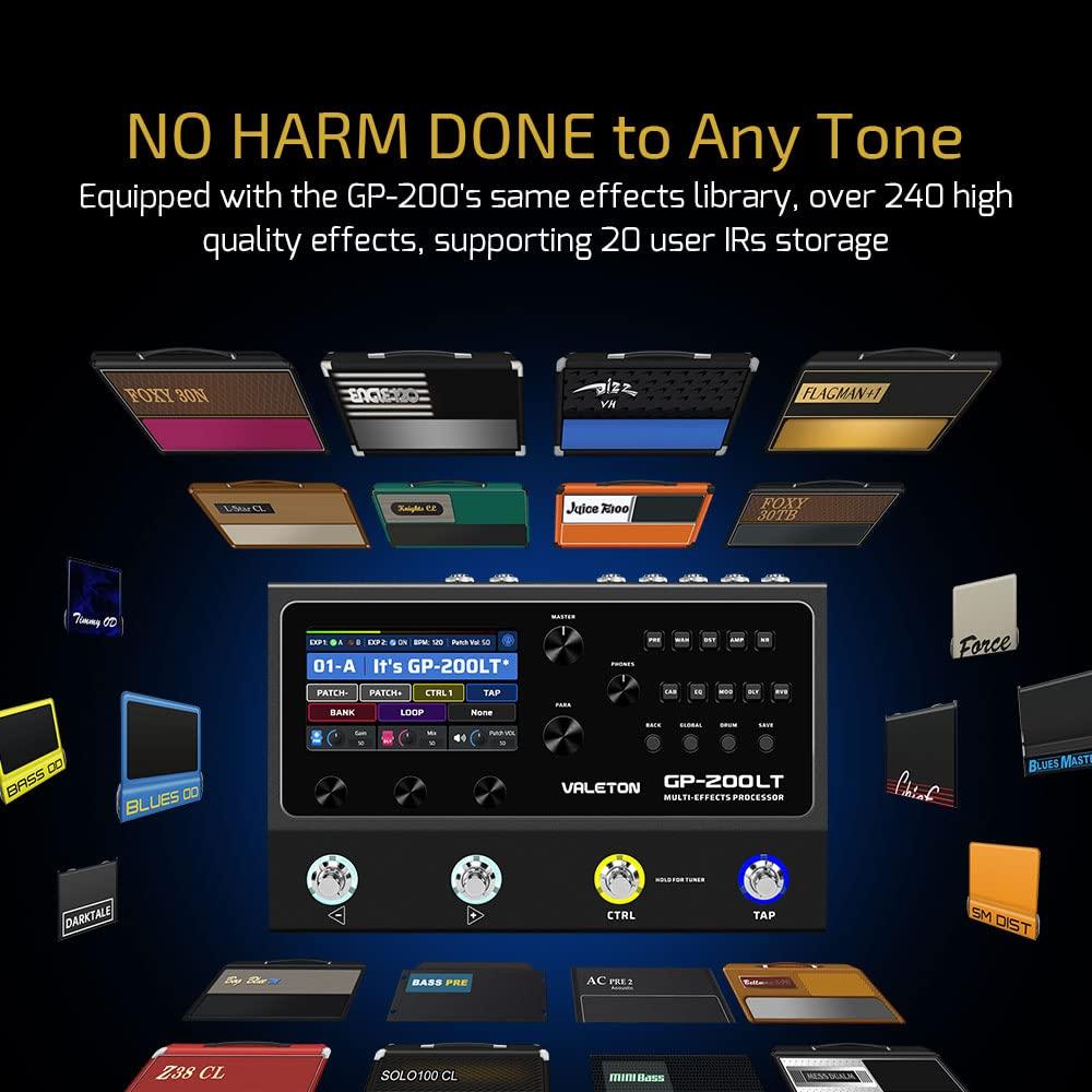 Valeton Pedal Processor for Guitar and Bass Amp IR Cabinet FX MIDI Stereo OTG USB Audio Interface GP-200LT Multi-Effects Pedals, Modeling, Simulation,
