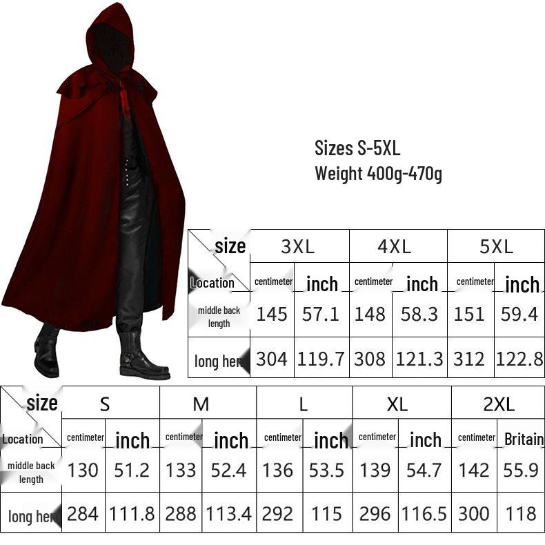 Halloween Gothic Medieval Hooded Trench Coat