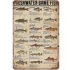 Retro Fish Metal Sign Bass Crappie Salmon Catfish Vintage Wall Art Home Cabin Garden Decor