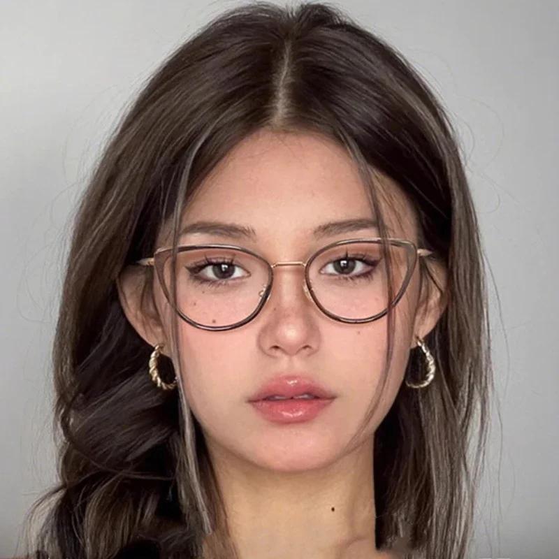 Latest Ultra-light Cat-eye Female Men's Hyperopia Glasses Full Frame Reading Glasses Blue Light-blocking Transparent Lenses