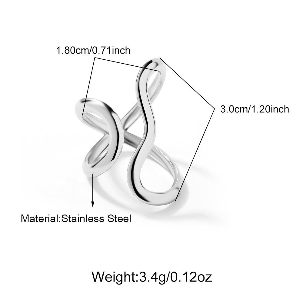 18K Gold & Stainless Steel Open Line Ring with Irregular Curve Design