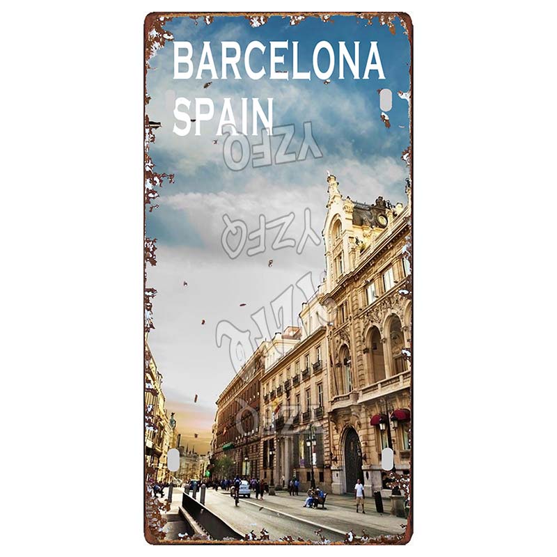 Spain Seville Barcelona Travel Souvenir LIsence Metal Signs Plaque Decorative Wall Art Shop Club Bar Home Decor 30X15CM DC-1054A