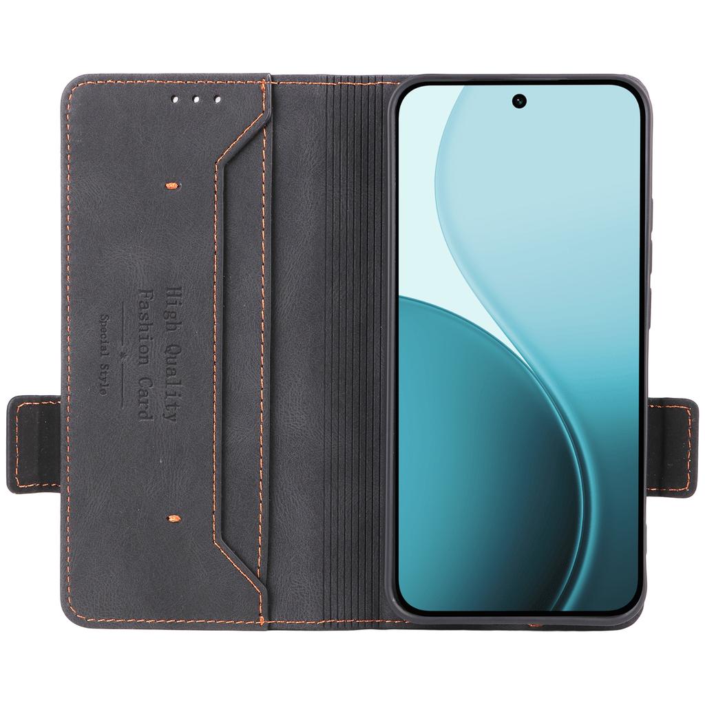 Pro Oppo Reno14 5G (Globální) Pouzdro Kožená Peněženka Vyklápěcí Kryt na Telefon s Kovovými Ozdobami