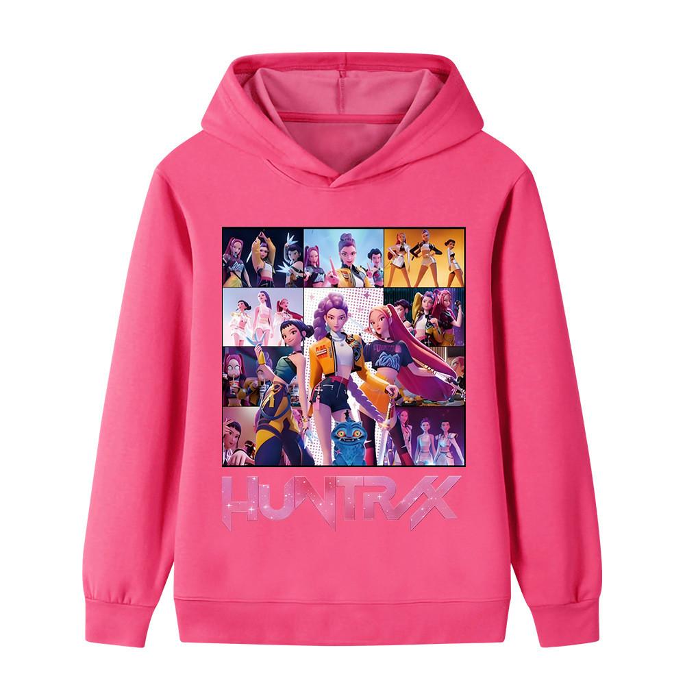 B1250 Kids Boys Girls Kpop Rumi Zoey Mira Print Long Sleeves Hoodie