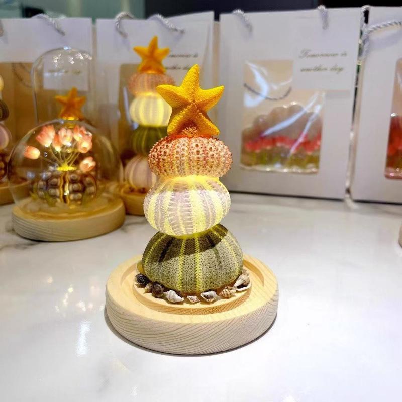 Sea Urchin Shell Jellyfish Night Light: Heart-Shaped Ornament for Mother's Day or Birthday