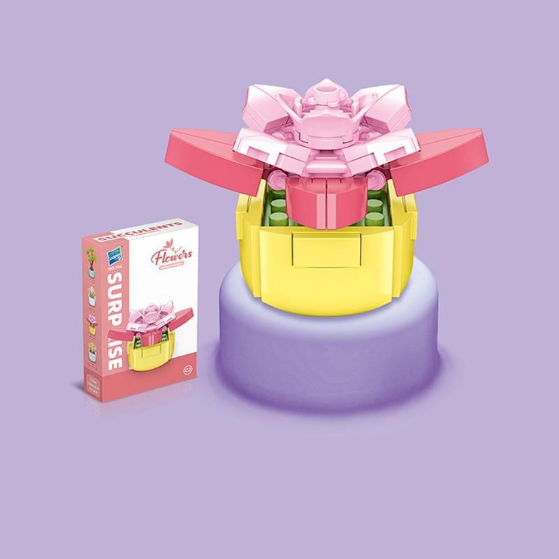 Small Children Puzzle Particle Building Block Flower Flexing Potted Model Toy
