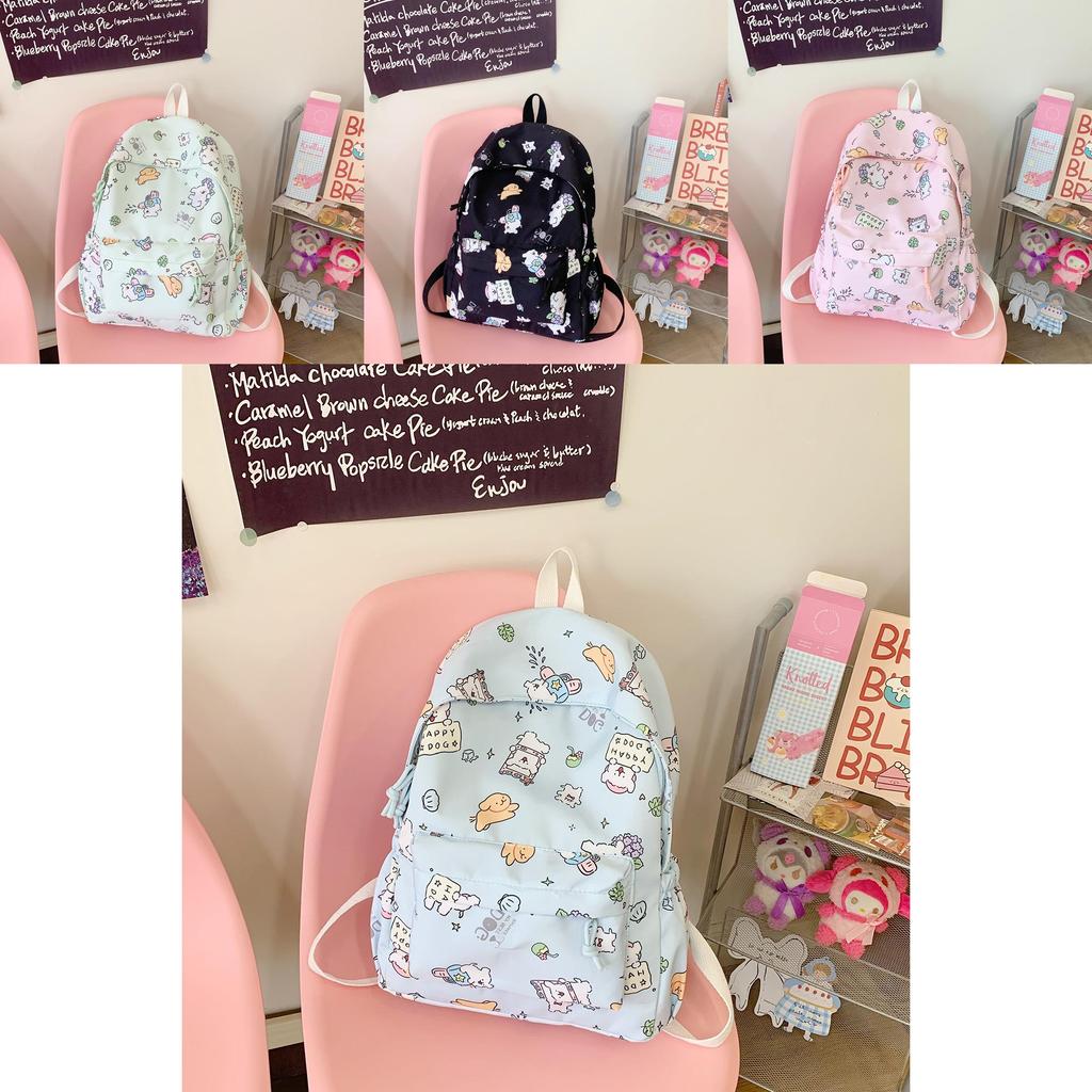 Cartoon Maltese Pattern Anime School Backpack For Middle School Girls With Lightweight Nylon Material And Breathable Cushion Straps