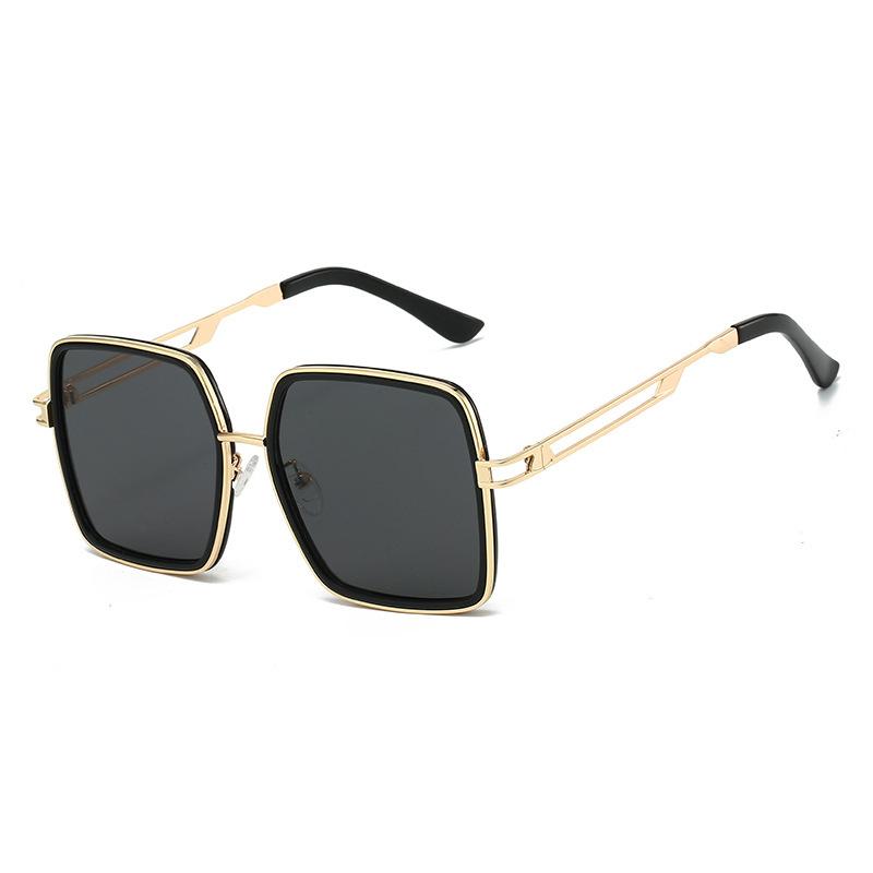 Luxury Thin Frame Double Beam Leopard Print Legs Oversized Square Women Sunglasses Retro Gradient Color Men Sun Glasses UV400