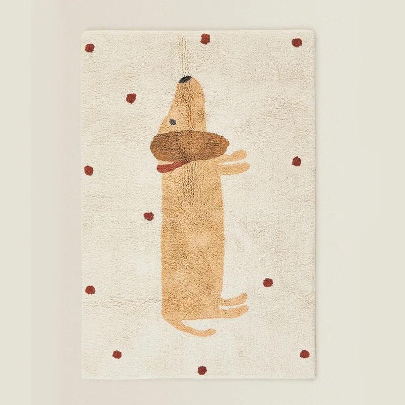 Simple Cute Living Room Bedroom Carpet Bedside Blanket Children's Room Furry Mat Drop-Resistant Game Crawling Entrance Door Mat