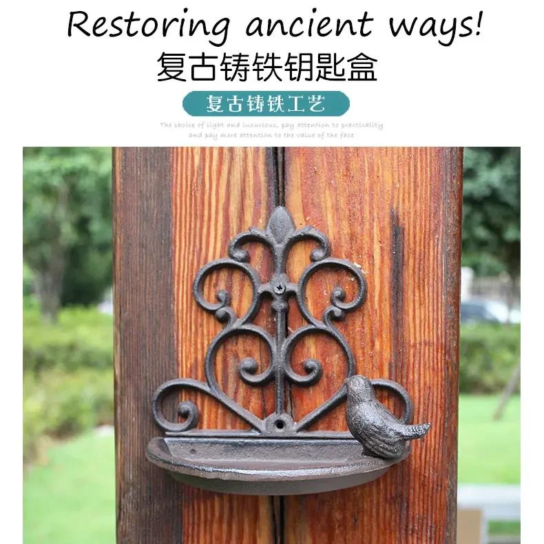 European Bird-shaped Ornaments Vintage Cast Iron Crafts Bird Feeders Home Garden Wall Storage Key Box