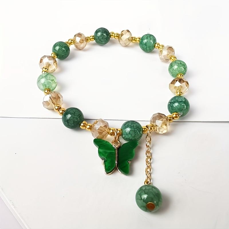 3pcs Boho Glass Bead Bracelet Set, Butterfly Pendant Vintage Elegant Wristband - Ideal Birthday Gift for Women, Charm Bracelets