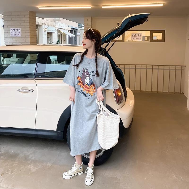 Robe T-shirt d'été décontractée ample à manches courtes pour femme