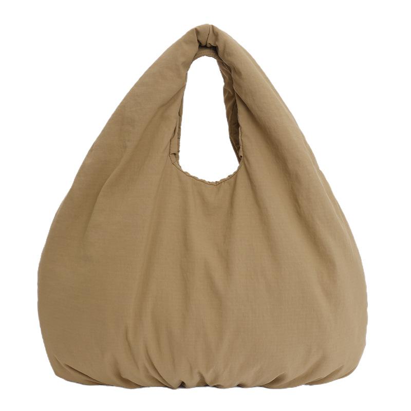 

Women s Large Capacity Folded Shoulder Bag Nylon Fabric Pumpkin Bag Ultra Light Commuter Tote Bag Simple Student Tote Bag хаки
