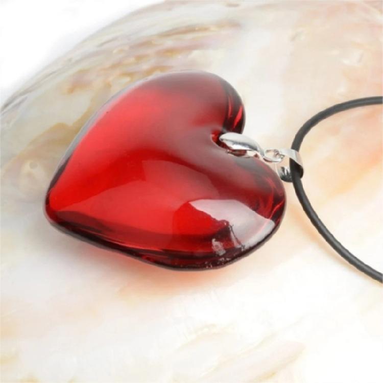 Crystal Glass Heart Necklace Fashion Pendant Necklace Colorful Jewelry Chrismas