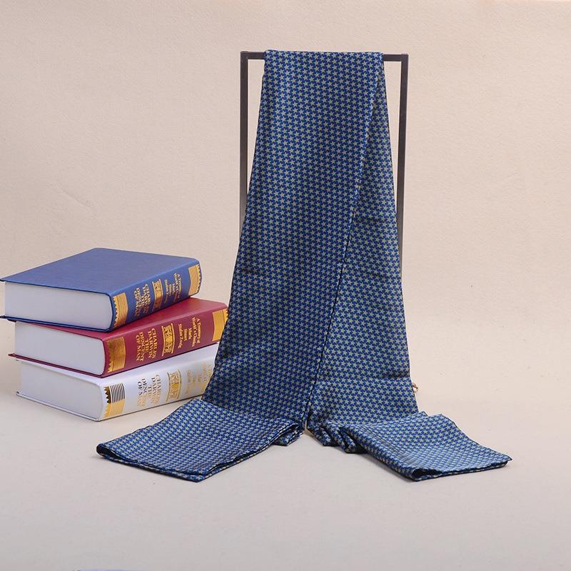 Autumn and winter new silk trend double-sided scarf long business silk scarf men's plaid printing gift