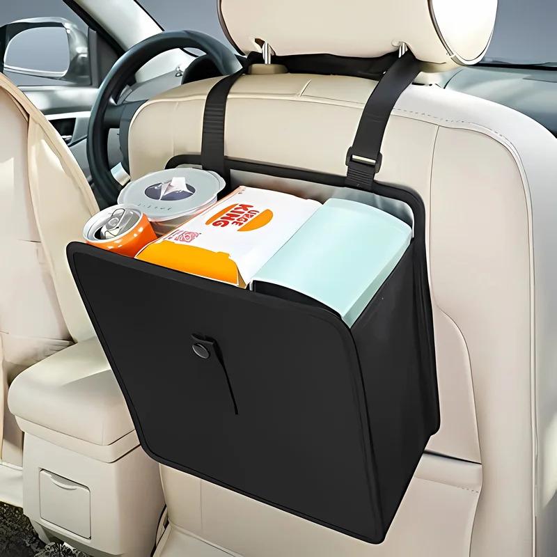 Car Hanging Trash Can Multipurpose Waterproof Backseat Organizer, Universal Vehicle Storage Bin for Snack Wrappers