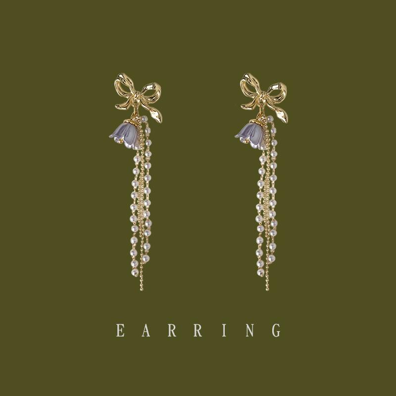 Оригинальный дизайн Мори! Серьги-гвоздики ручной работы с длинной бахромой из жемчуга, новые серьги