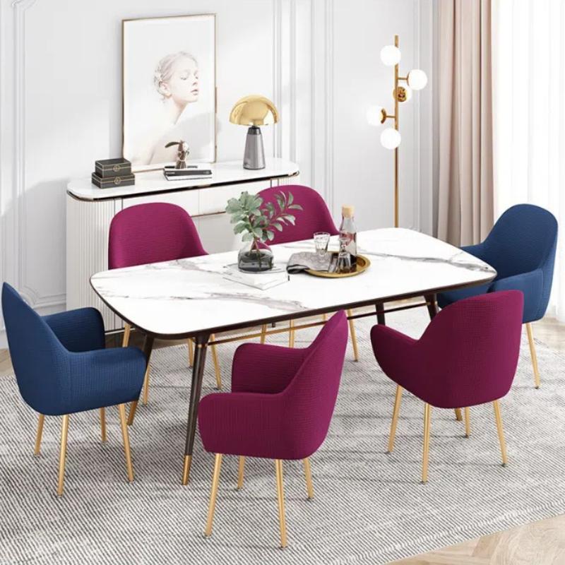 European Style Curved Dining Chair Covers Elastic Oversized Full Chairs Cover Armrest High Back Protectors For Home Restaurant
