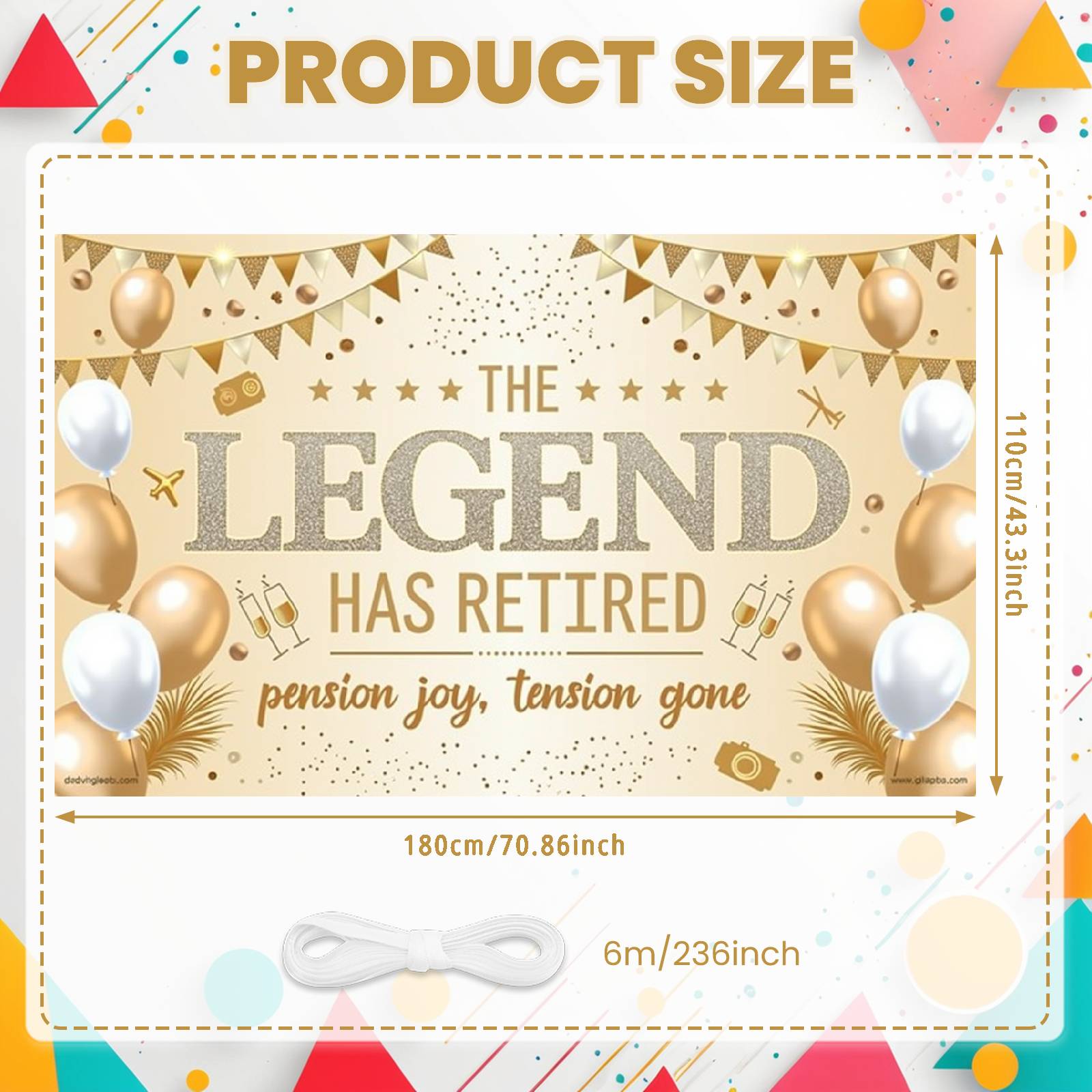

Farewell Banner Confetti Design Retirement Banner Retired Legend Display Balloon Garland Pension Event Background For Retirement