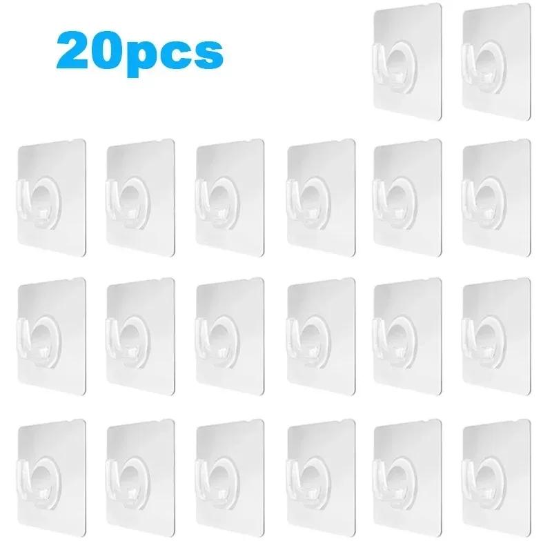 Transparent Hook Transparent Door Wall Hook Heavy Load Rack Kitchen Bathroom Towel Key Rack Sticky Hook for The Drill-Free Wall